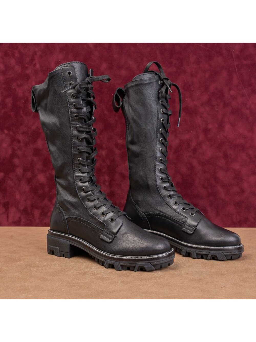 rag&bone Women Shiloh Black Leather Lace-up Festival Combat Boots 7US EUR37.5